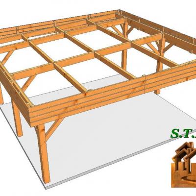 Carport bois toit plat 1009 stmb construction