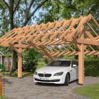 Vue carport bois asymetrique douglas 1000 stmb construction