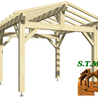 Vue carport bois epicea 1020 stmb construction