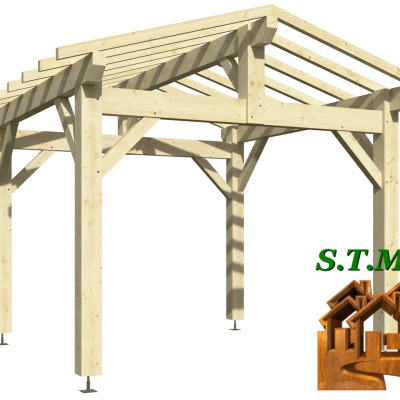 Vue carport bois epicea 1020 stmb construction