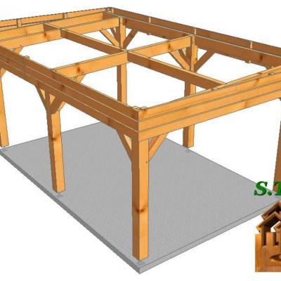 Vue carport bois toit plat 1058 stmb construction