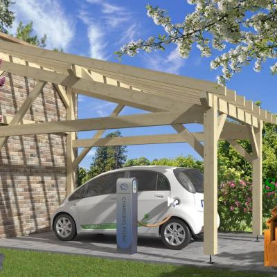 Vue carport en bois 1014s epicea monopente stmb construction