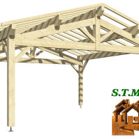 Vue carport en bois epicea 1179 stmb construction