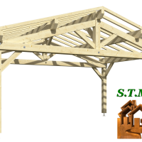 Vue carport en bois epicea 1211 stmb construction